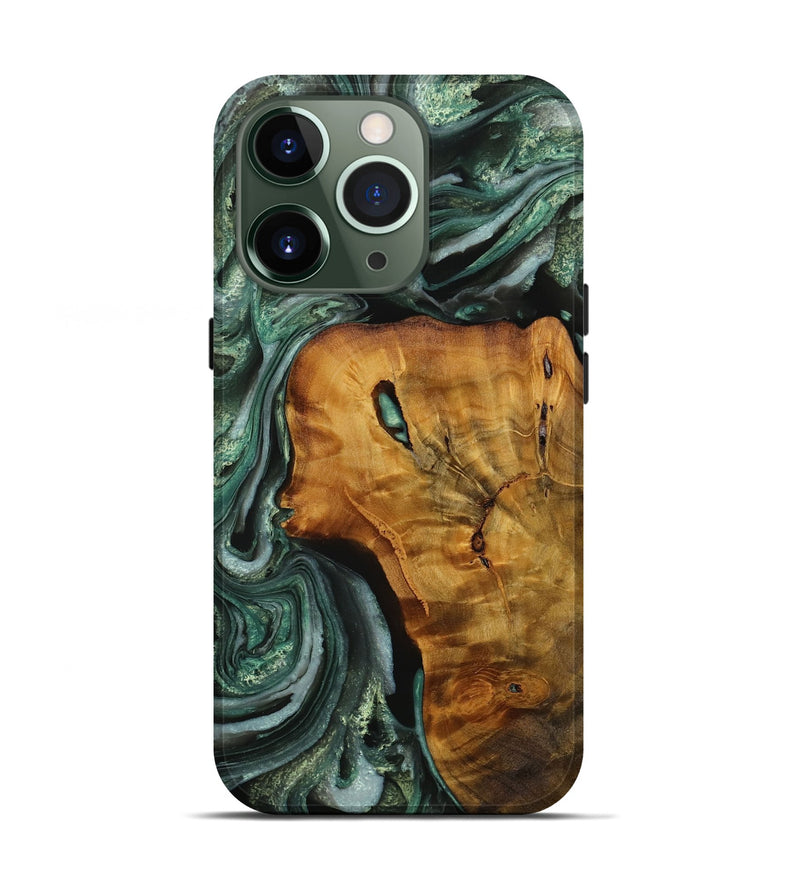 iPhone 13 Pro Wood Live Edge Phone Case - Flori (Green, 731426)