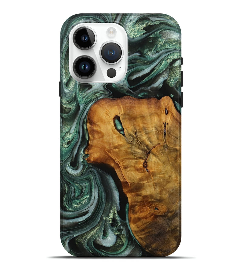 iPhone 15 Pro Max Wood Live Edge Phone Case - Flori (Green, 731426)