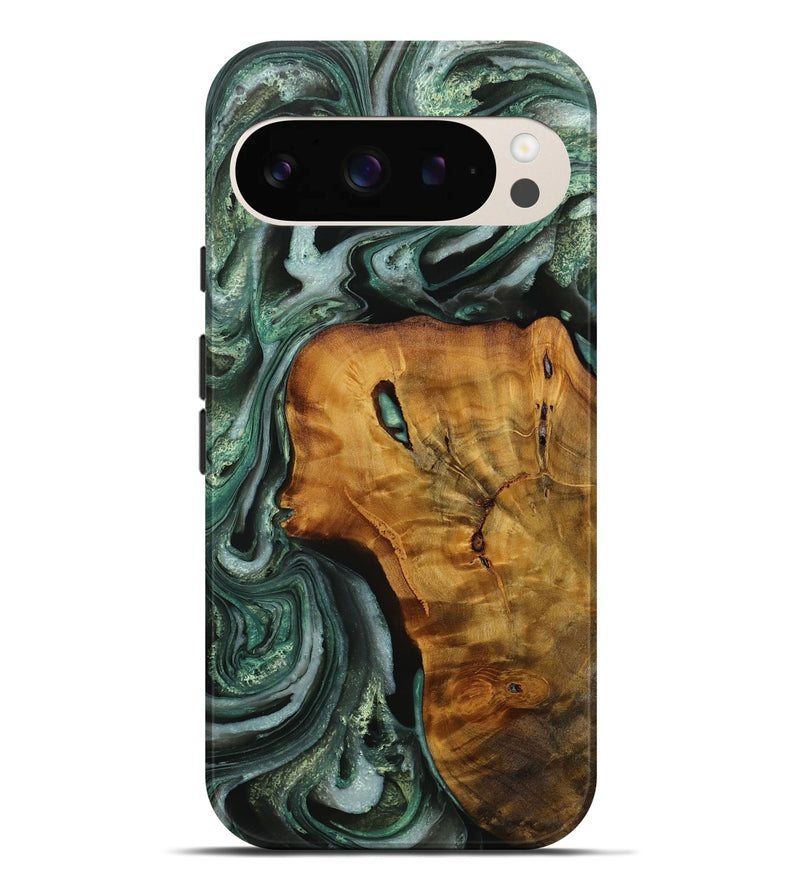 Pixel 9 Pro XL Wood Live Edge Phone Case - Flori (Green, 731426)