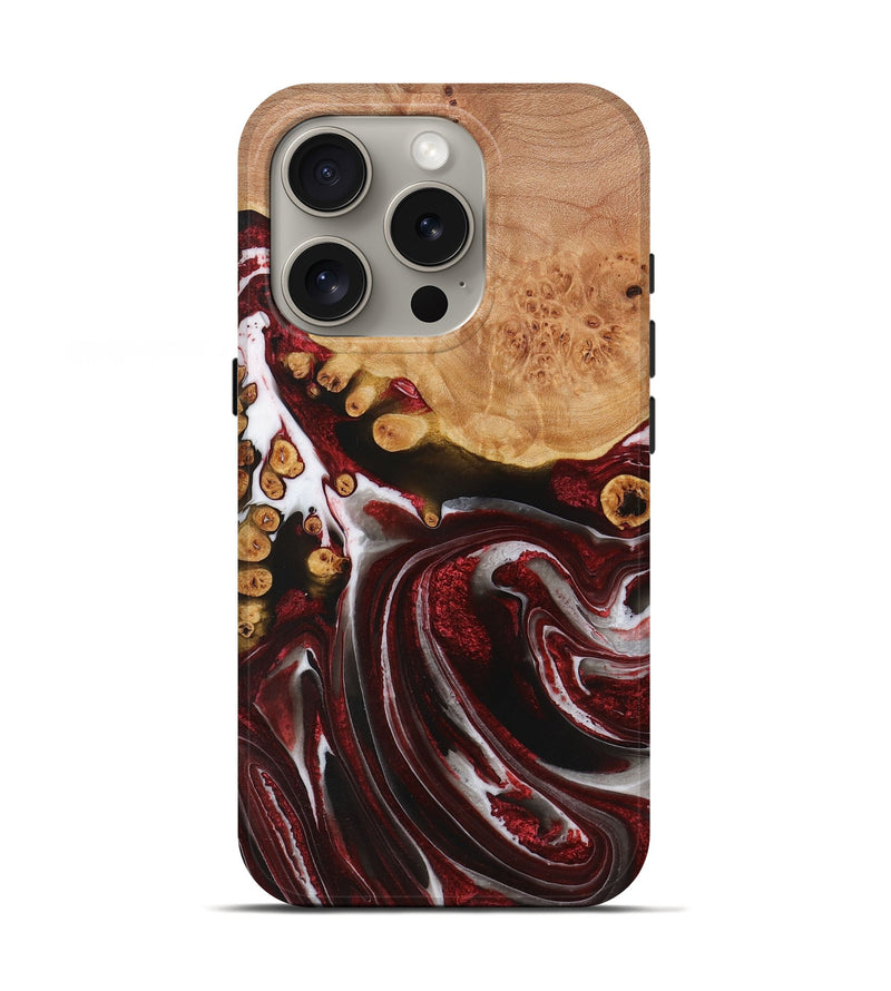 iPhone 16 Pro Wood Live Edge Phone Case - Elon (Red, 731431)