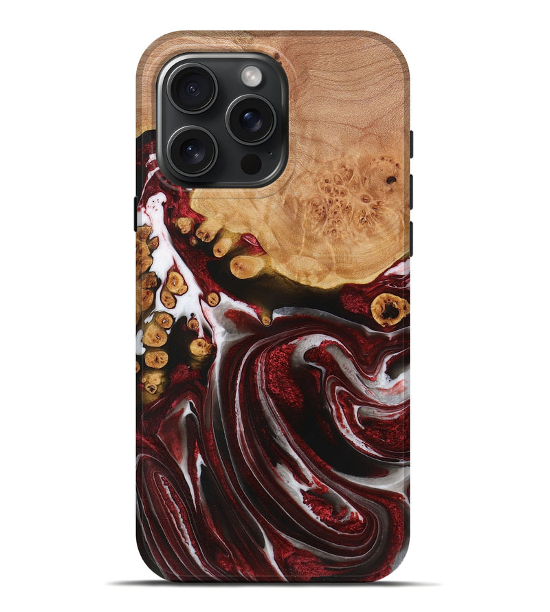 iPhone 16 Pro Max Wood Live Edge Phone Case - Elon (Red, 731431)