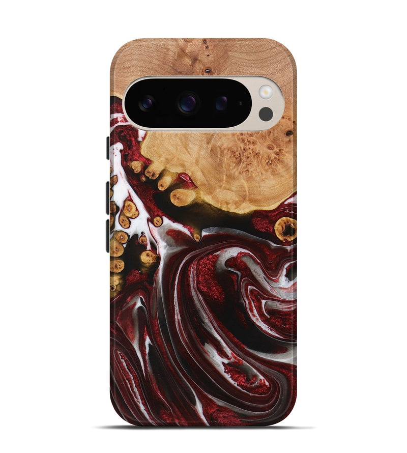 Pixel 9 Wood Live Edge Phone Case - Elon (Red, 731431)