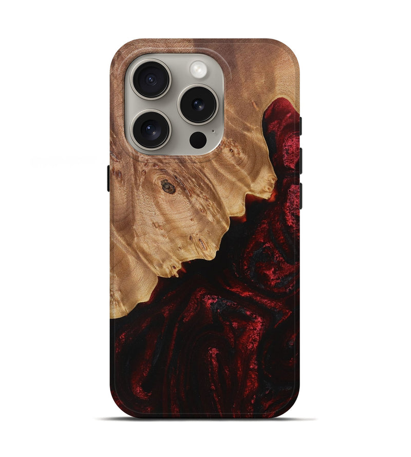 iPhone 16 Pro Wood Live Edge Phone Case - Amandy (Red, 731432)