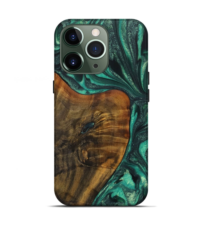 iPhone 13 Pro Wood Live Edge Phone Case - Tarsha (Green, 731433)