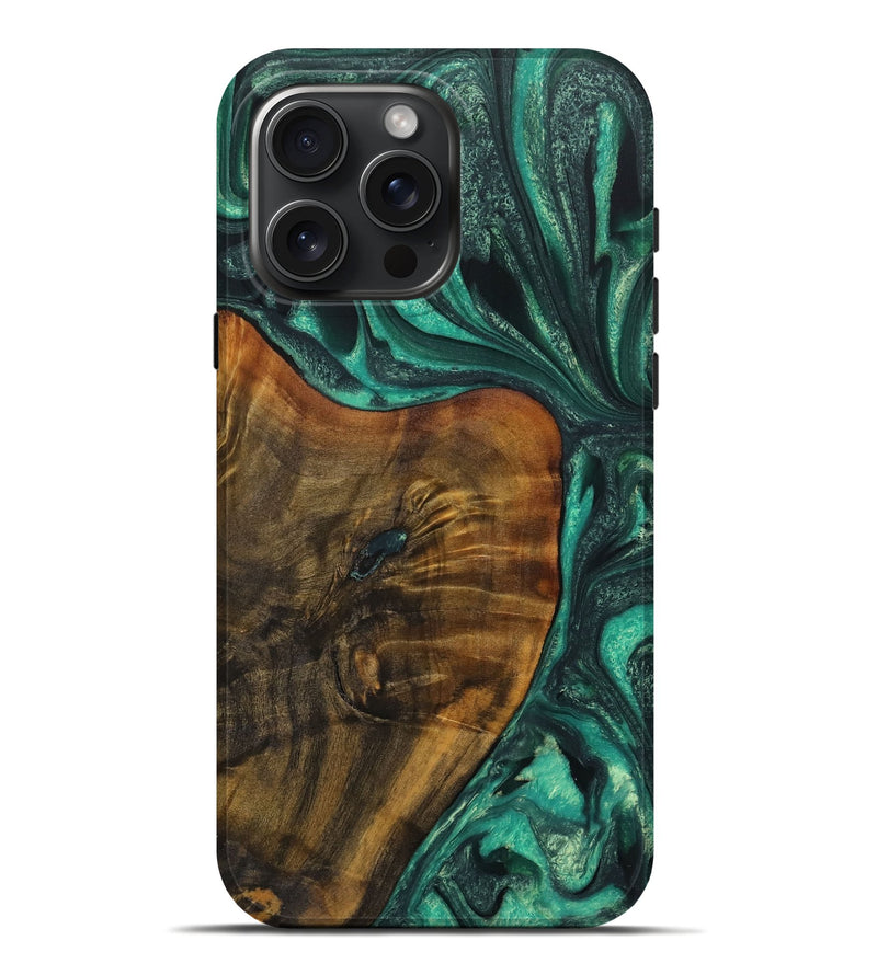 iPhone 16 Pro Max Wood Live Edge Phone Case - Tarsha (Green, 731433)