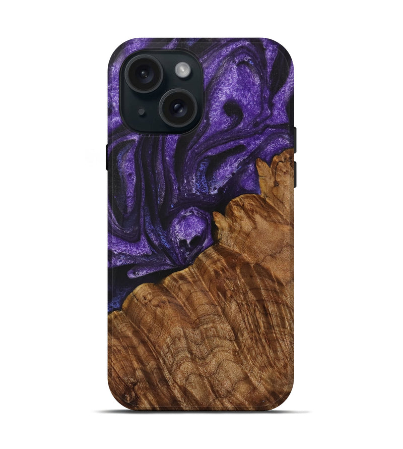 iPhone 15 Wood Live Edge Phone Case - Jemmy (Purple, 731437)