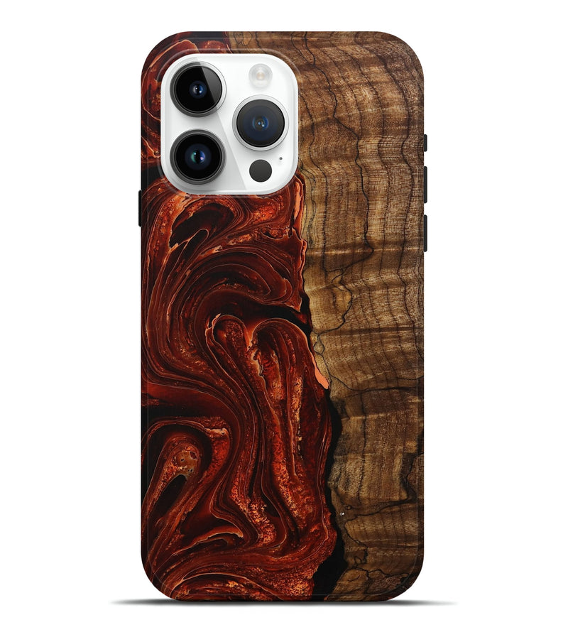 iPhone 15 Pro Max Wood Live Edge Phone Case - Alice (Red, 731439)