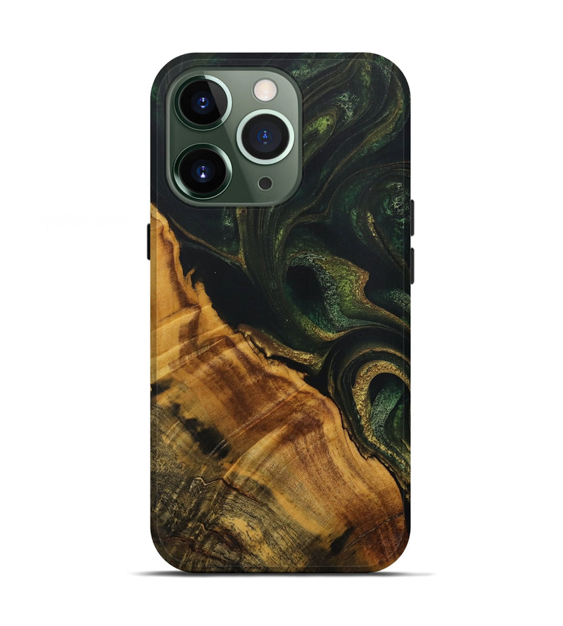 iPhone 13 Pro Wood Live Edge Phone Case - Lynnet (Green, 731440)