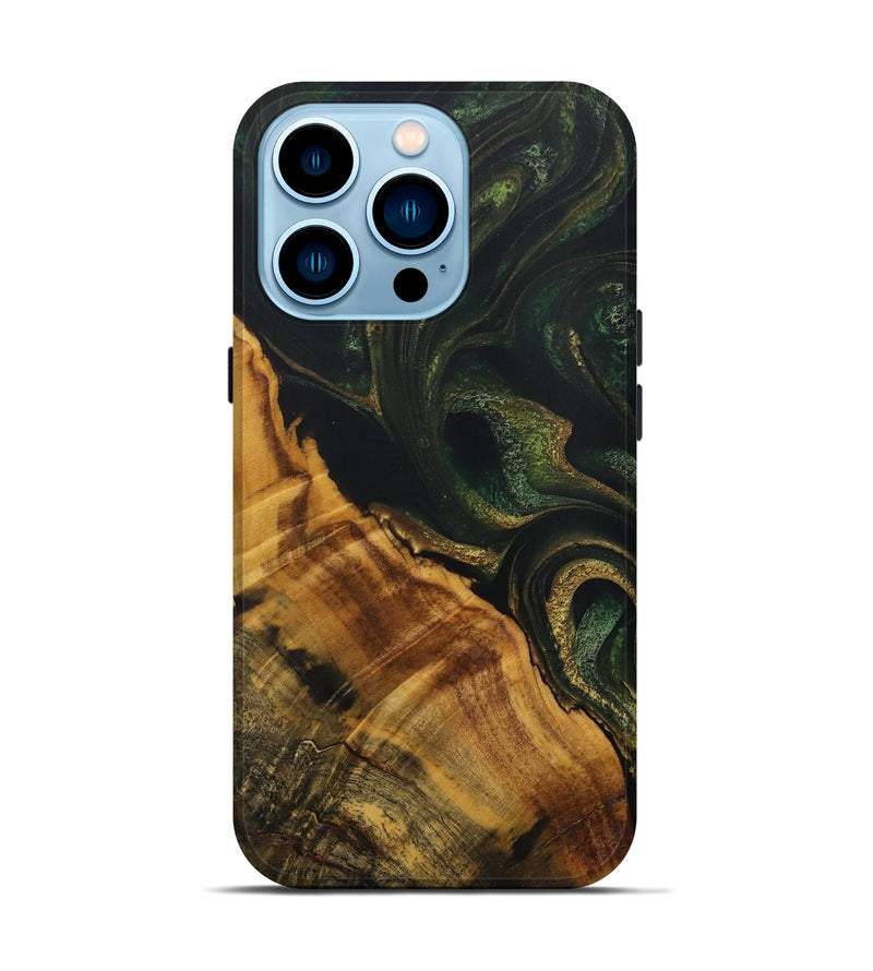 iPhone 14 Pro Wood Live Edge Phone Case - Lynnet (Green, 731440)