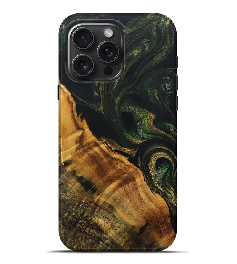 iPhone 16 Pro Max Wood Live Edge Phone Case - Lynnet (Green, 731440)