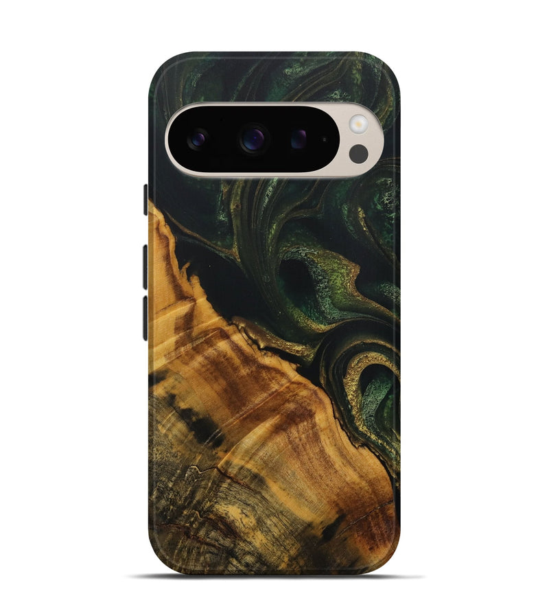 Pixel 9 Wood Live Edge Phone Case - Lynnet (Green, 731440)