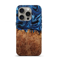 iPhone 16 Pro Wood Live Edge Phone Case - Sara (Blue, 731441)