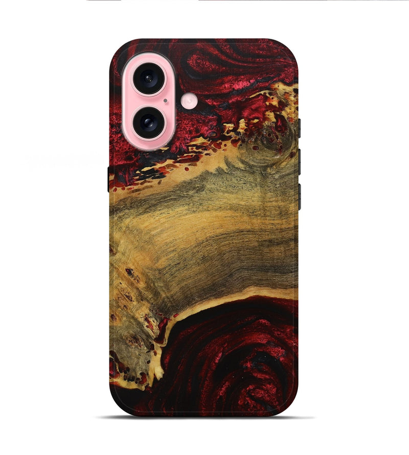 iPhone 16 Wood Live Edge Phone Case - Rollie (Red, 731443)