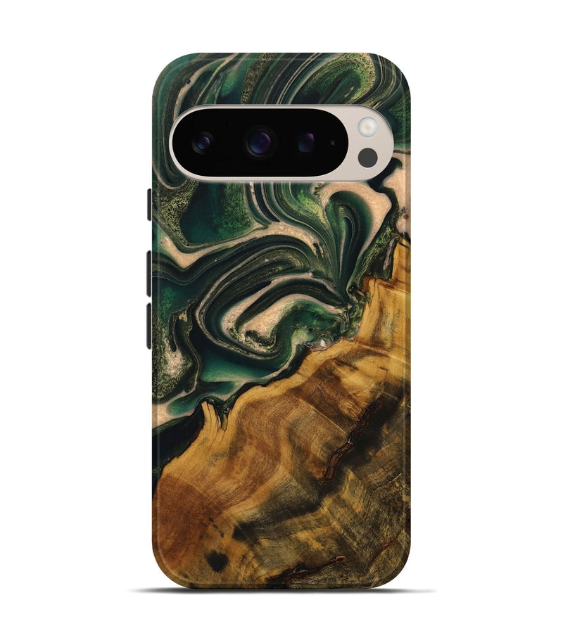 Pixel 9 Wood Live Edge Phone Case - Caridad (Green, 731445)