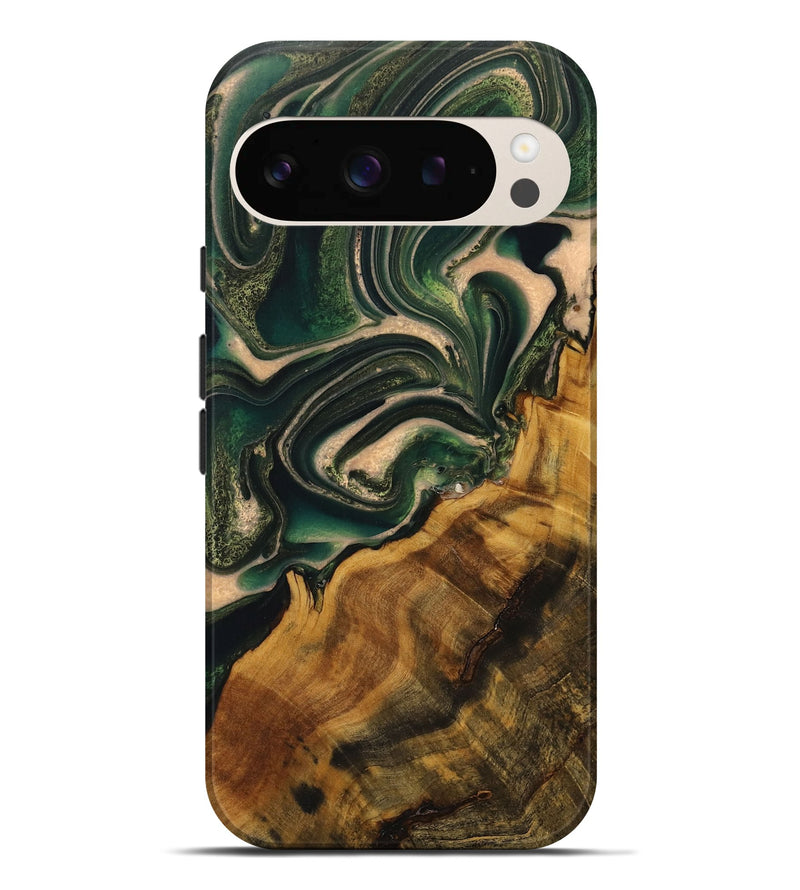 Pixel 9 Pro XL Wood Live Edge Phone Case - Caridad (Green, 731445)