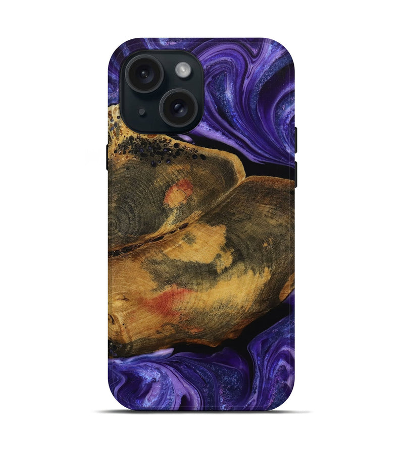 iPhone 15 Wood Live Edge Phone Case - Erlene (Purple, 731446)