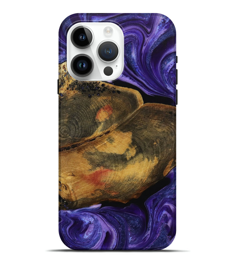 iPhone 15 Pro Max Wood Live Edge Phone Case - Erlene (Purple, 731446)