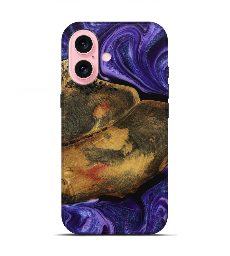 iPhone 16 Wood Live Edge Phone Case - Erlene (Purple, 731446)