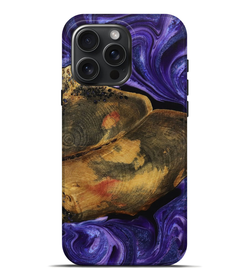 iPhone 16 Pro Max Wood Live Edge Phone Case - Erlene (Purple, 731446)