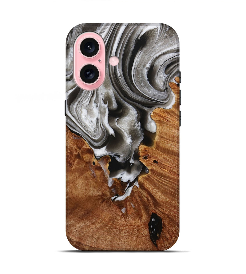 iPhone 16 Wood Live Edge Phone Case - Jeramy (Black & White, 731453)