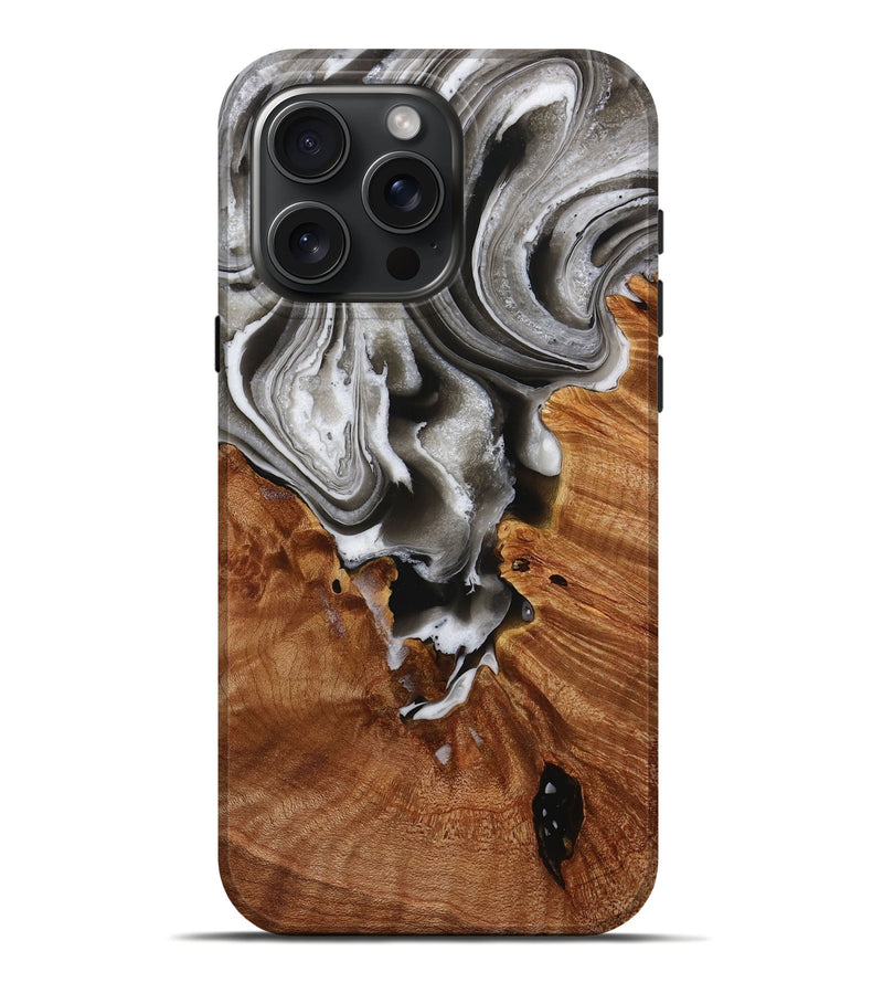 iPhone 16 Pro Max Wood Live Edge Phone Case - Jeramy (Black & White, 731453)