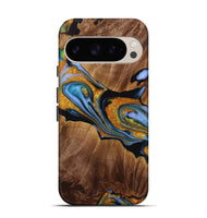 Pixel 9 Pro Wood Live Edge Phone Case - Jajuan (Teal & Gold, 731454)