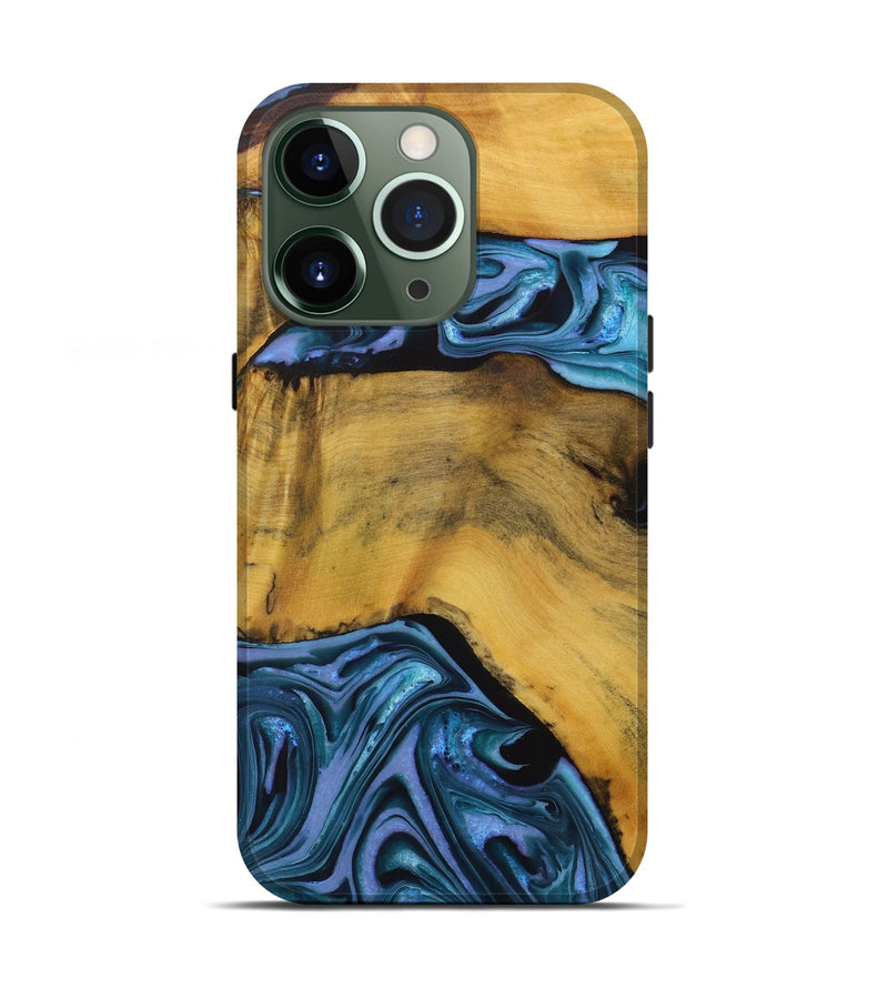 iPhone 13 Pro Wood Live Edge Phone Case - Gunfer (Blue, 731457)