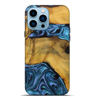 iPhone 14 Pro Max Wood Live Edge Phone Case - Gunfer (Blue, 731457)