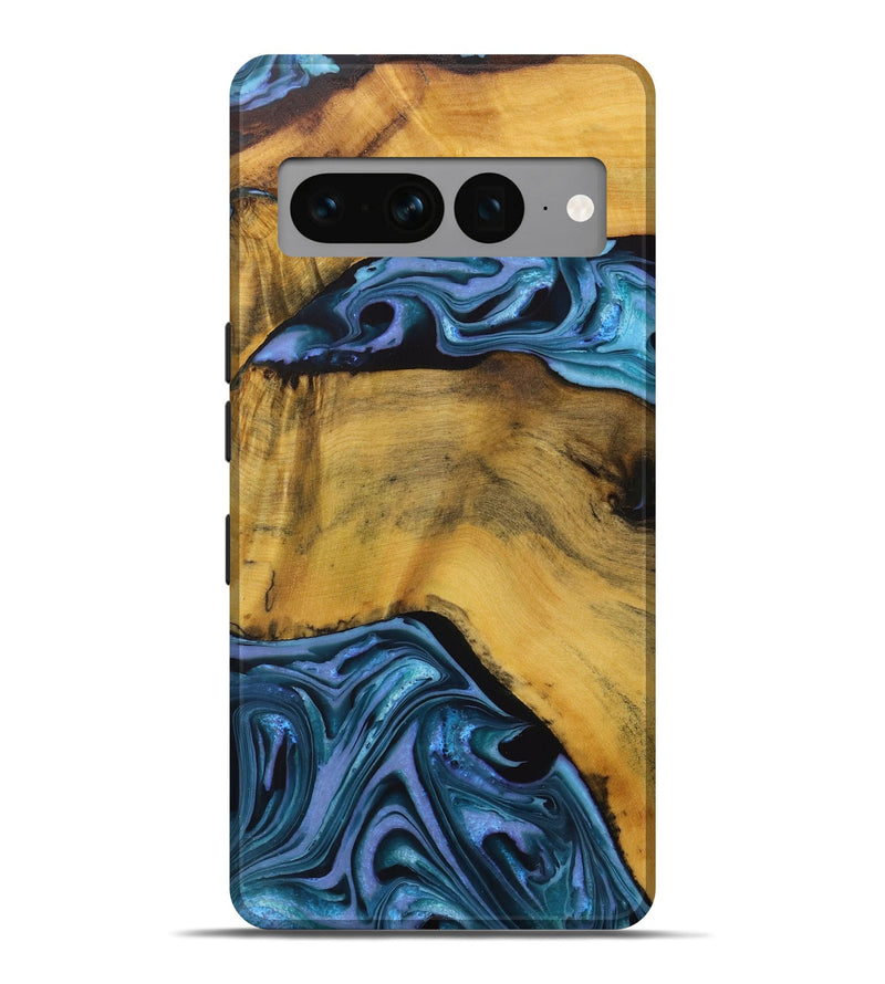 Pixel 7 Pro Wood Live Edge Phone Case - Gunfer (Blue, 731457)