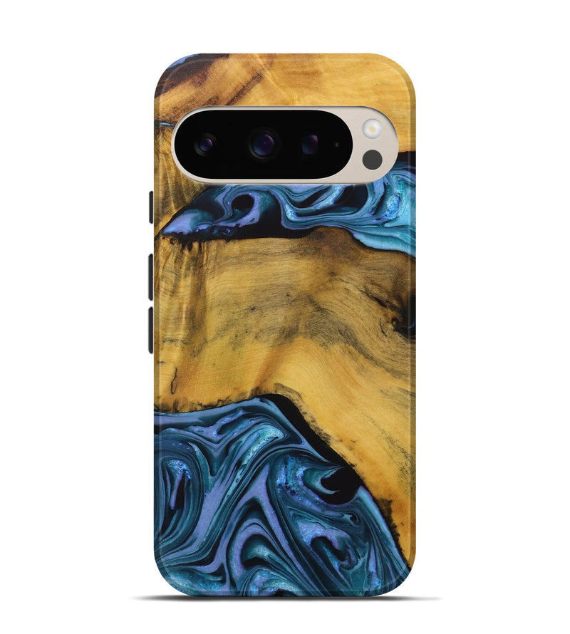 Pixel 9 Wood Live Edge Phone Case - Gunfer (Blue, 731457)