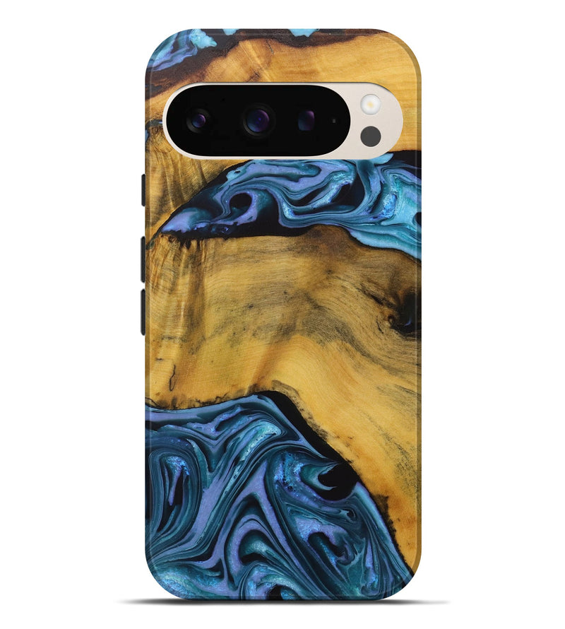 Pixel 9 Pro XL Wood Live Edge Phone Case - Gunfer (Blue, 731457)