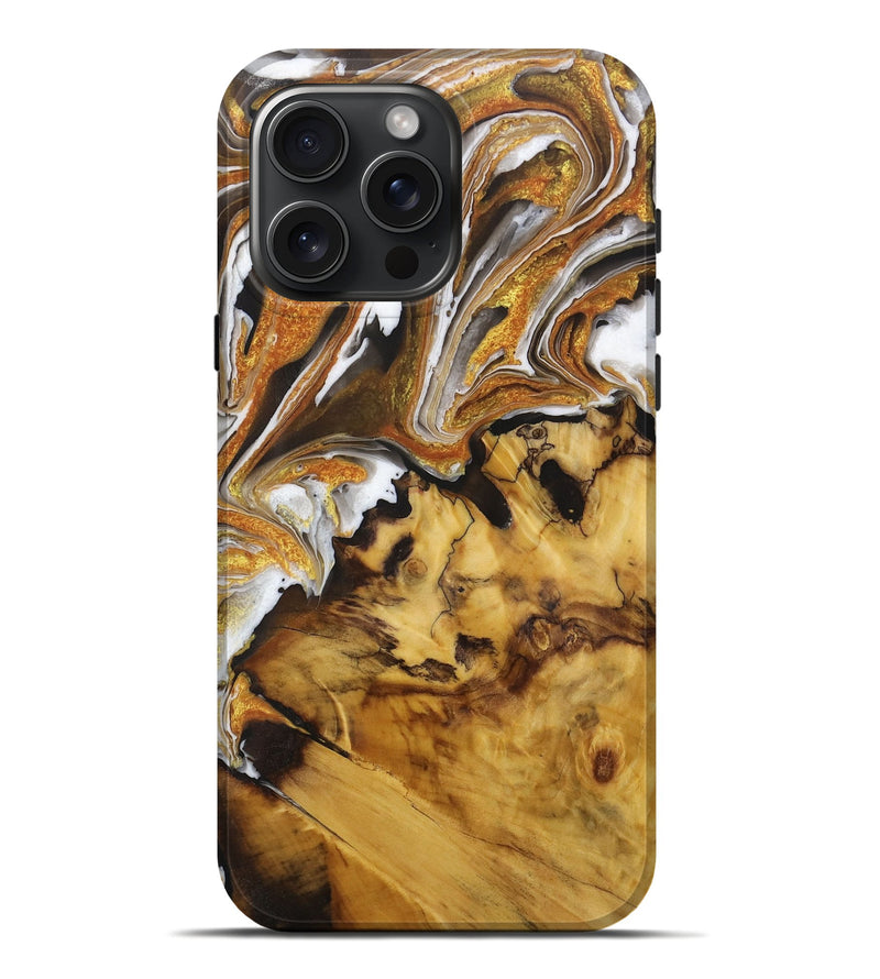 iPhone 16 Pro Max Wood Live Edge Phone Case - Ayana (Black & White, 731460)