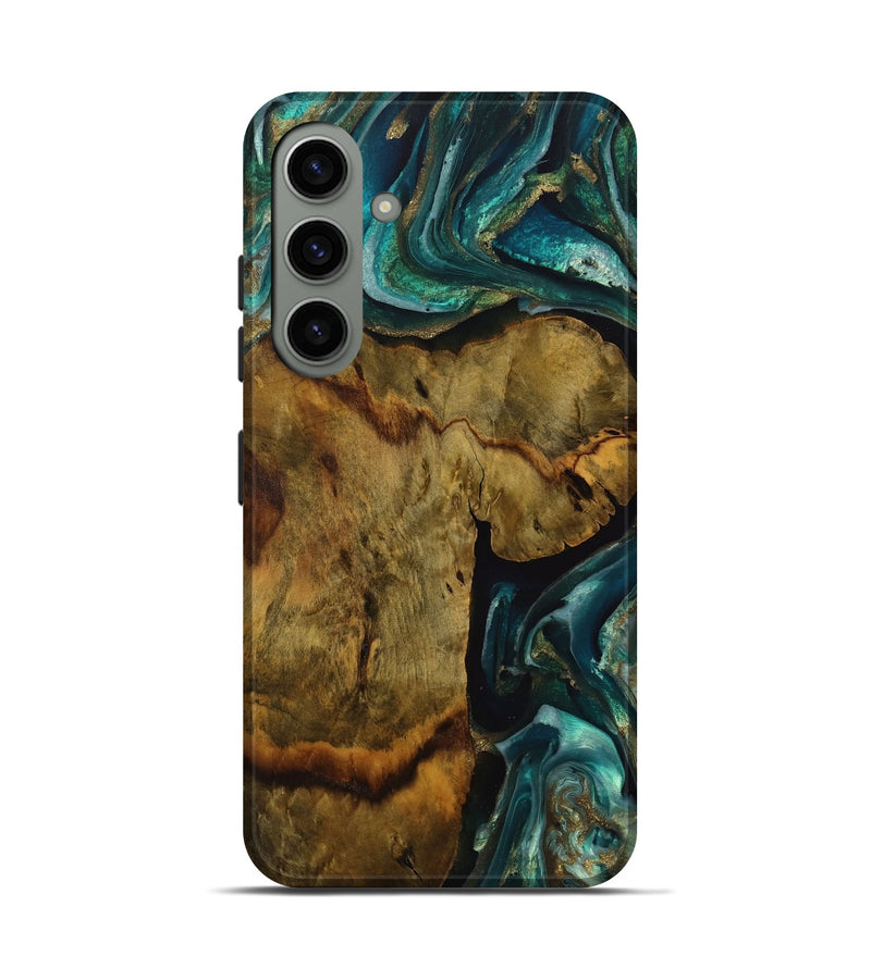 Galaxy S24 Wood Live Edge Phone Case - Yavar (Teal & Gold, 731463)