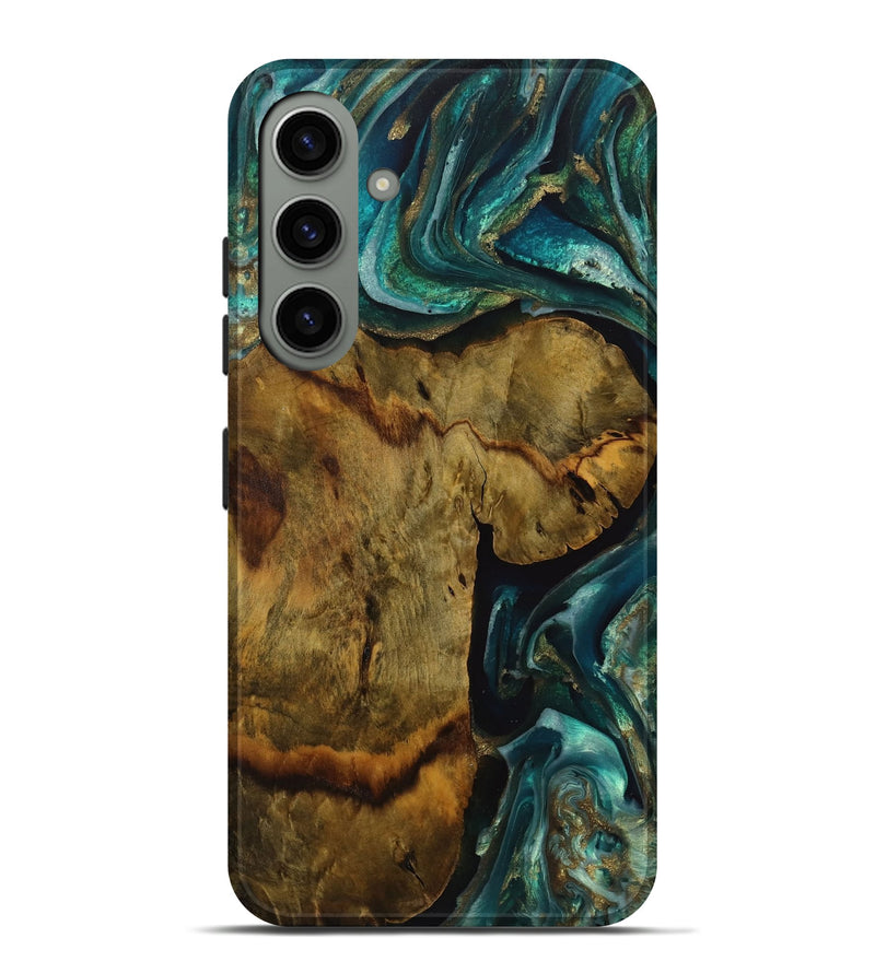 Galaxy S24 Plus Wood Live Edge Phone Case - Yavar (Teal & Gold, 731463)