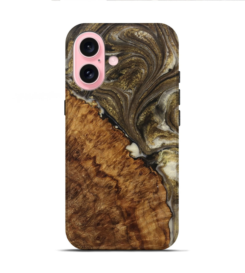 iPhone 16 Wood Live Edge Phone Case - Fung (Black & White, 731466)