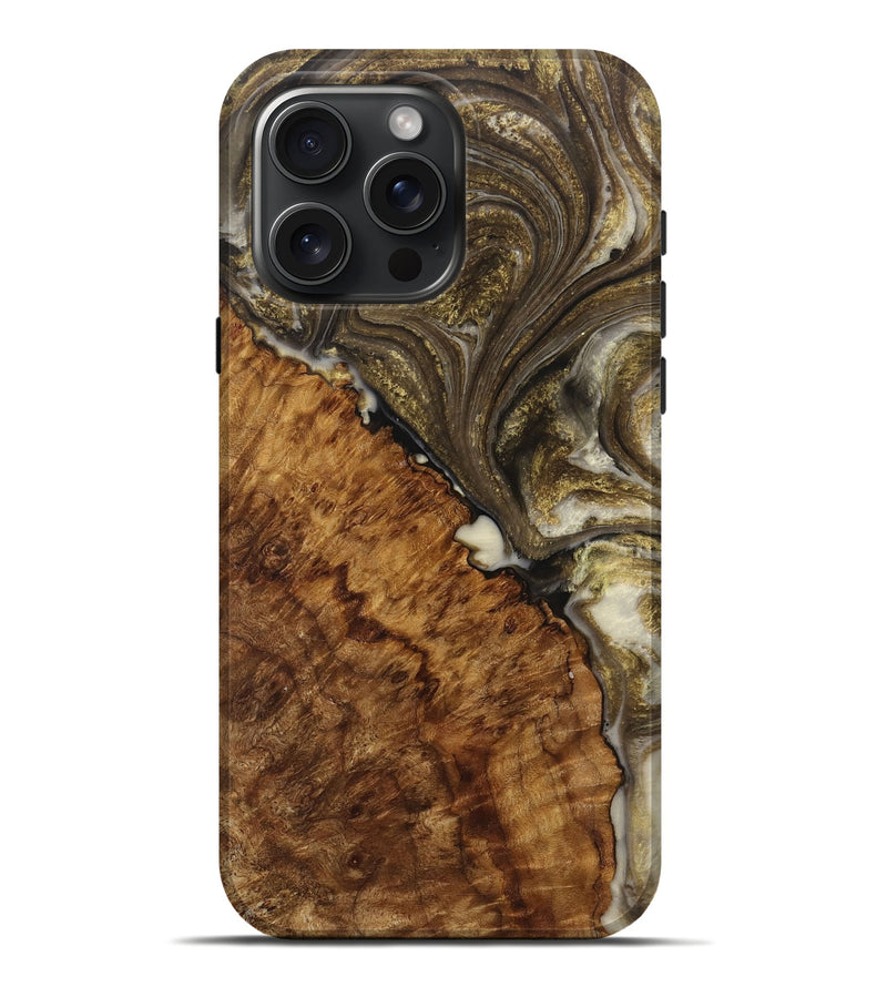 iPhone 16 Pro Max Wood Live Edge Phone Case - Fung (Black & White, 731466)