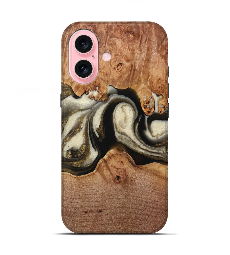 iPhone 16 Wood Live Edge Phone Case - Karen (Black & White, 731467)