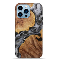 iPhone 14 Pro Max Wood Live Edge Phone Case - Suwan (Black & White, 731469)