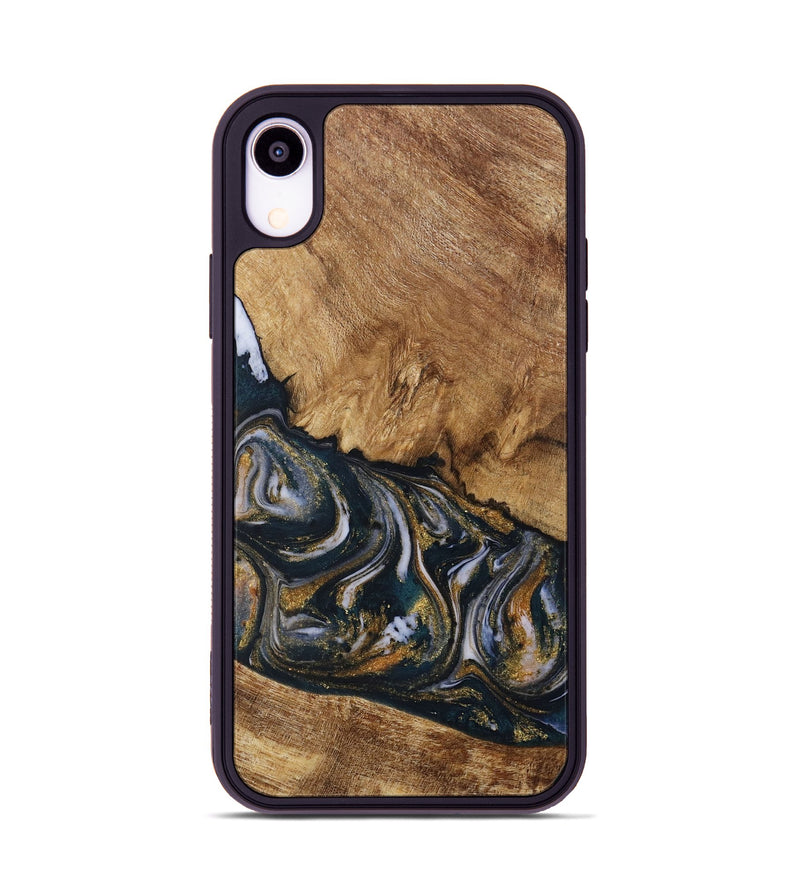 iPhone Xr Wood Phone Case - Yolanda (Teal & Gold, 731492)