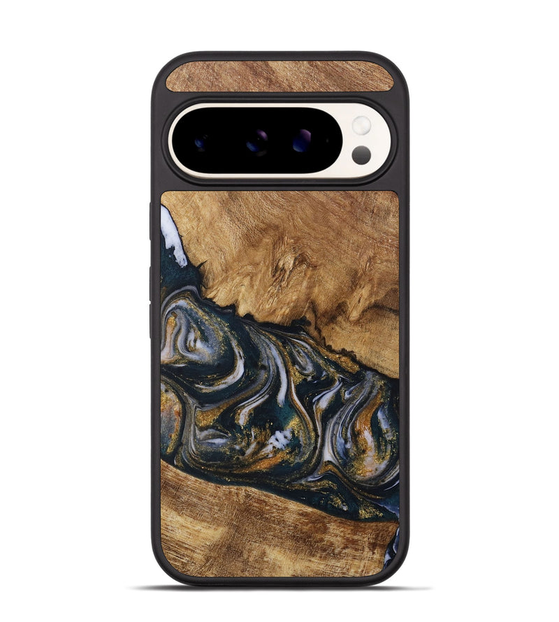 Pixel 9 Pro Wood Phone Case - Yolanda (Teal & Gold, 731492)