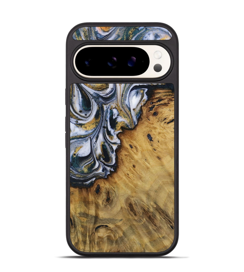 Pixel 9 Pro Wood Phone Case - Zaida (Teal & Gold, 731518)