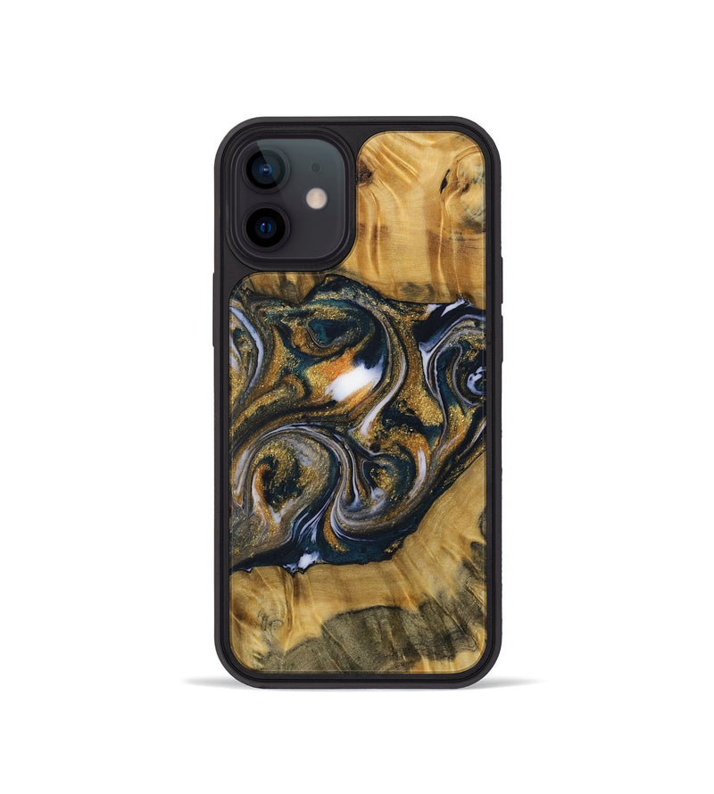 iPhone 12 mini Wood Phone Case - Graydon (Teal & Gold, 731521)