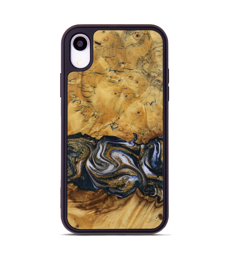 iPhone Xr Wood Phone Case - Callida (Teal & Gold, 731524)