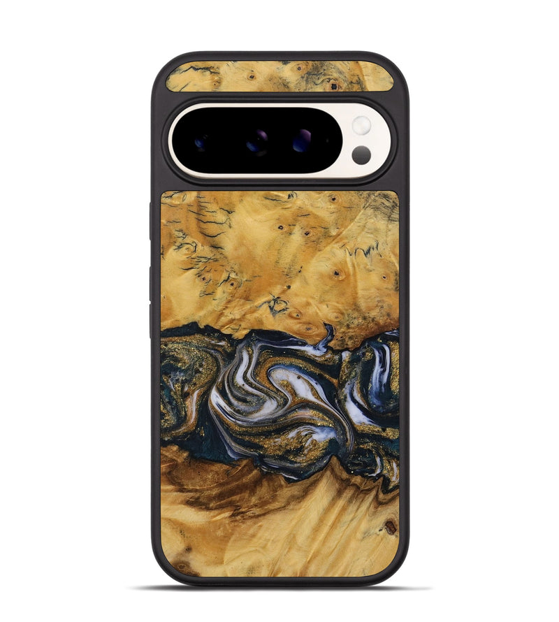 Pixel 9 Pro Wood Phone Case - Callida (Teal & Gold, 731524)