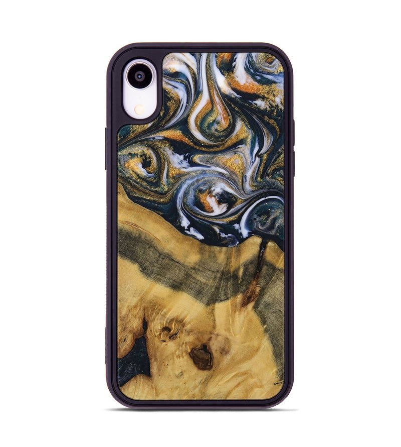 iPhone Xr Wood Phone Case - Guinna (Teal & Gold, 731531)