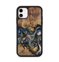 iPhone 11 Wood Phone Case - Tressie (Teal & Gold, 731534)