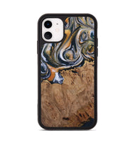 iPhone 11 Wood Phone Case - Dorotha (Teal & Gold, 731542)