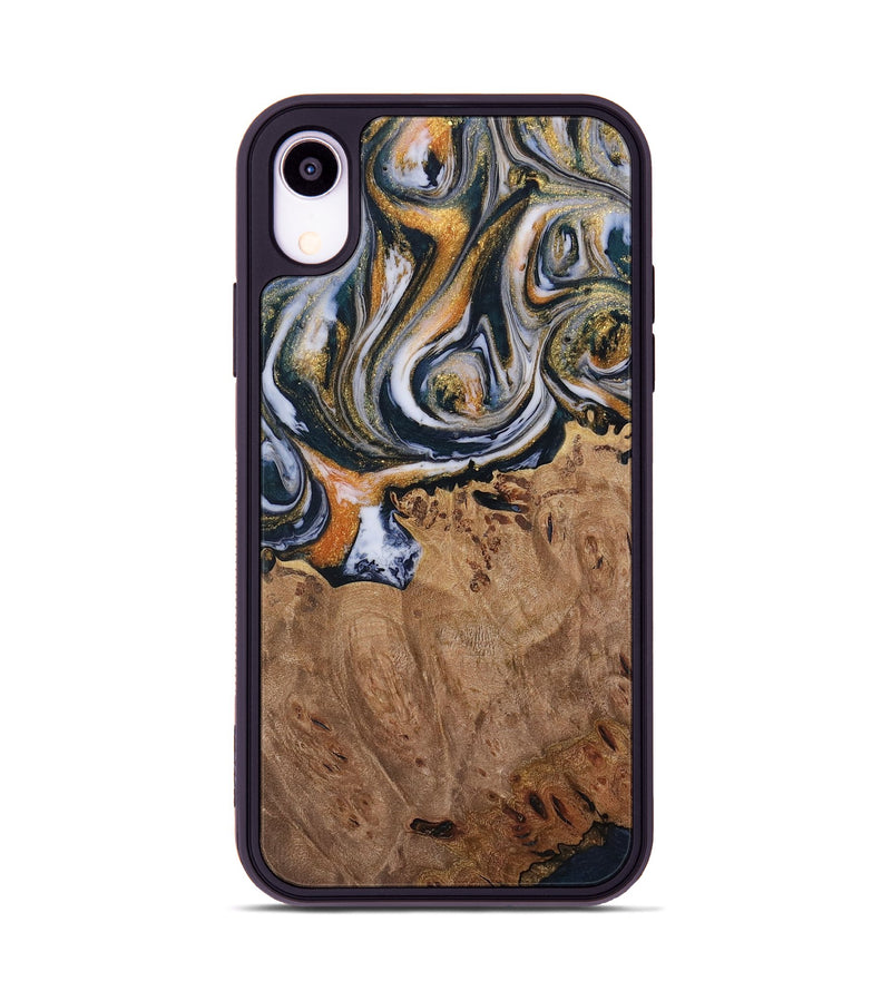 iPhone Xr Wood Phone Case - Dorotha (Teal & Gold, 731542)