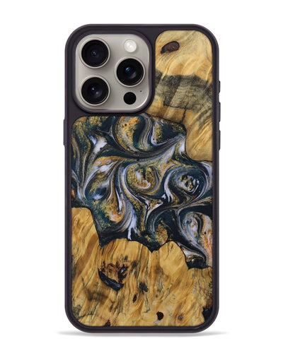 iPhone 15 Pro Max Wood Phone Case - Kyleigh (Teal & Gold, 731553)