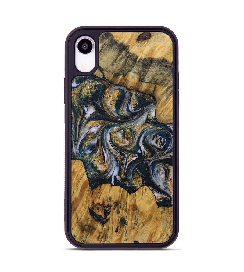 iPhone Xr Wood Phone Case - Kyleigh (Teal & Gold, 731553)